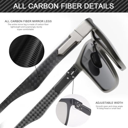 YIMI Polarized Photochromic Driving z87 Sunglasses For Men Women Day and Night safety glasses - color: Carbon Fibre C2