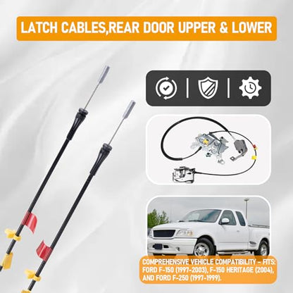 Latch Cables,rear door Upper & Lower Compatible with F-250 F-150 Ford Left Right Back Door Upper Latc Cables Repair Kit / 32.2 Inch 23.5 Inch