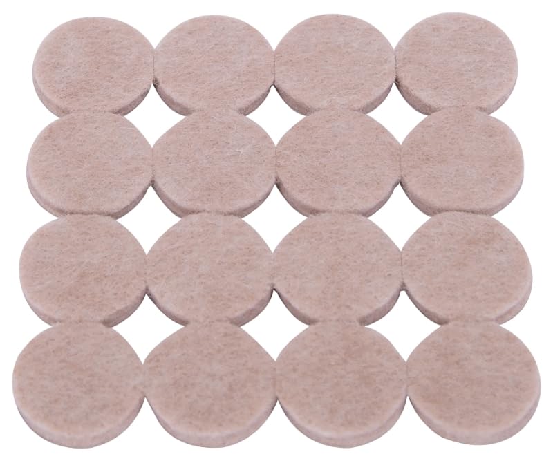 Rocky Mountain Goods Furniture Pads – 1" Round Felt Pads for Hardwood Floors – Beige – Heavy-Duty 3/16 Inch Thick – Protects Floors, Walls, and Tables – 16 Pack