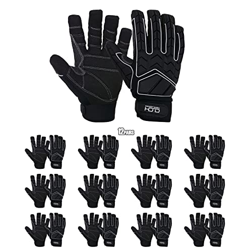 HANDLANDY Anti Vibration Gloves, SBR Padding, TPR Protector, Mechanic Work Gloves - color: Black (Pack of 12), size: Medium
