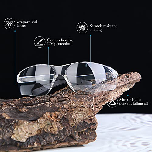 Queekay 12 Pack Safety Glasses Bulk Impact UV Scratch Glasses Protective Eyewear for Men Women Adolescents Eye Protection for Work Lab Construction Science (Clear) - color: Clear