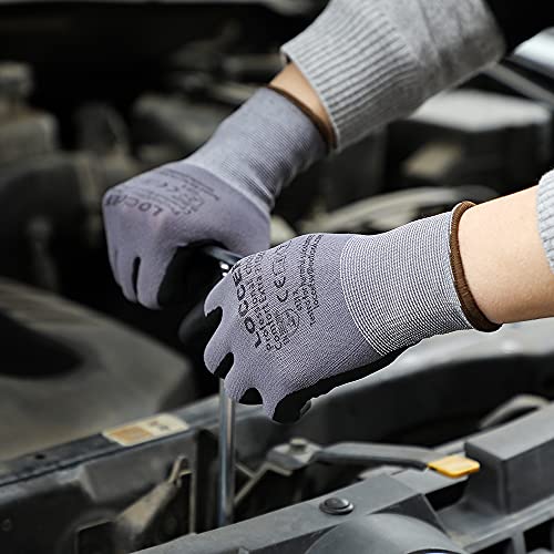LOCCEF Safety Work Gloves MicroFoam Nitrile Coated-12 Pairs,Seamless Knit Nylon Gloves,Home Improvement,Micro-Foam Gloves - color: Grey-36 Pairs