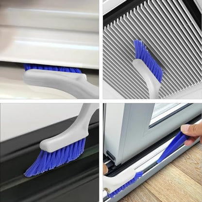 Small Scrub Brush Set for Deep Cleaning, 2 Cleaning Brushes for Window Tracks, Grout, Corners and Crevices with Straight Bristles for Precise Scrubbing in Kitchen and Bathroom (Silvery white)