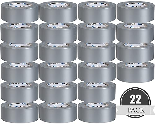 22 Pack Silver Duct Tape Bulk, 2 inch X 660 Yards, Heavy Duty Waterproof, Strong No Residue All-Weather Duct Tape, Tear by Hand, Multi-Use for Indoor & Outdoor Repairs, Industrial, Professional Use - color: Grey, size: 2 inch x 30 Yards-22 rolls