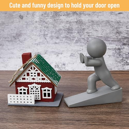 Cute Door Stopper Wedge, Non-Slip Door Stops for Bottom of Door, Keep Doors Open for Kids Pets, Gray 1 Pack (Patented)