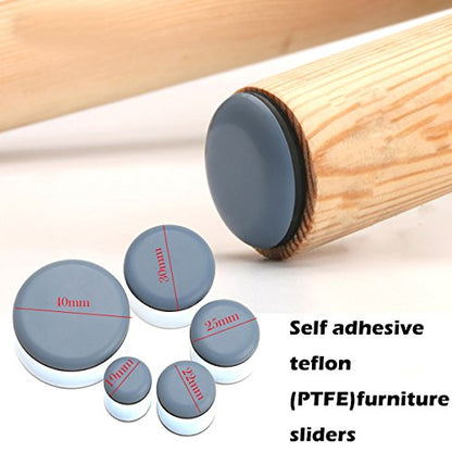 1-5/8" Adhesive Furniture Sliders -Furnigear Chair Glides PTFE Mover Slide on Furniture & Kitchen Appliances Slider Easy and Safely - Best Furniture Sliders for Carpet Hardwood Floors (8 Pack) - size: 1 5/8" Adhensive, grey- 8pack