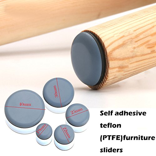 1.16" Adhesive Furniture Sliders -Furnigear Chair Glides PTFE Mover Slide on Furniture & Kitchen Appliances Slider Easy and Safely - Best Furniture Sliders for Carpet Hardwood Floors (grey-16 Pack) - size: 1.16" Adhensive, grey- 16pack