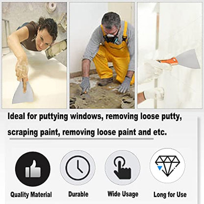 Utoolmart Putty Scraper 2" Cr-V Steel Stiff Putty Knives with Plastic Handle for Taping Paint Wall Floor Tile 2Pcs - size: 2 inch