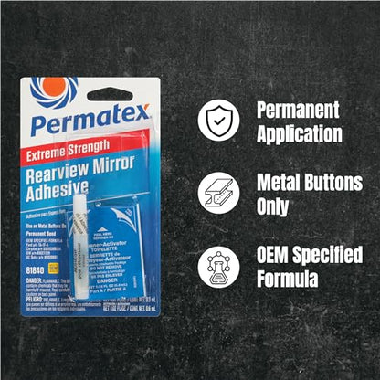 Permatex 81840-12PK Extreme Professional Strength Rearview Mirror Adhesive Kit, (Pack of 12) - size: Pack of 12