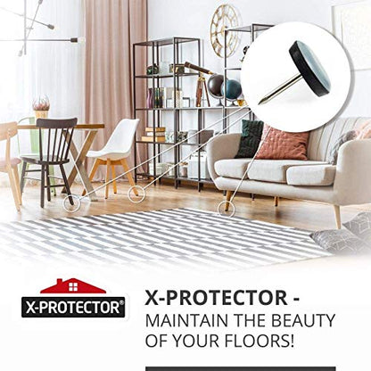 Chair Glides X-PROTECTOR – 1" Furniture Glides 40 pcs – Grey Nail-on Chair Sliders – Premium Chair Leg Floor Protectors – Slide Effortlessly with Chair Leg Pads That Protect Your Floor! - size: 1" 40 PCS Grey