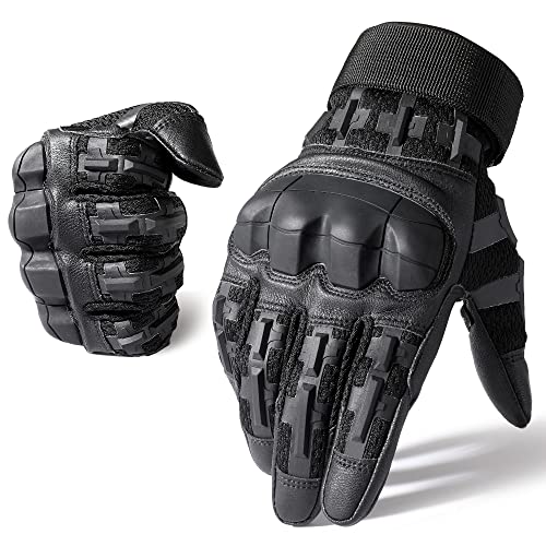 WTACTFUL Rubber Guard Tactical Gloves for Men Touchscreen Airsoft Motorcycle Hunting Outdoor - color: Black, size: Large