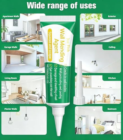 Wall Mending Agent 2 Pack, Drywall Repair Paste, White Wall Filler for Nail Holes Scratches Stains Cracks, Quick Drying No Shrinkage Wall Repair Cream for Home Rental Wall Touch Ups