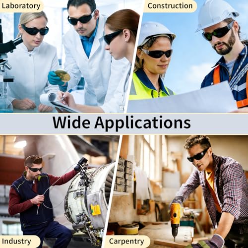 10 Pack Clear Safety Glasses for Men Women, ANSI Z87.1 Certified Scratch & Impact Resistant Wrap Around Lens - color: Black