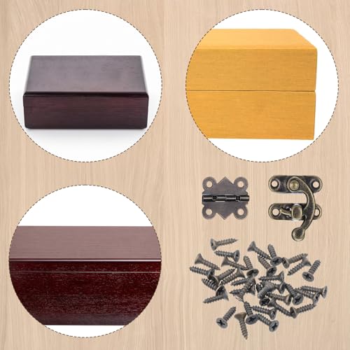 30 Sets Retro Jewelry Box Hinges, Latches and Hooks - Jewelry Box Hardware, Retro Vintage Style Hinge with Screws for Cabinet Crafts Wooden Jewelrys Boxes (Catch*10 + Hinges*20) (30)