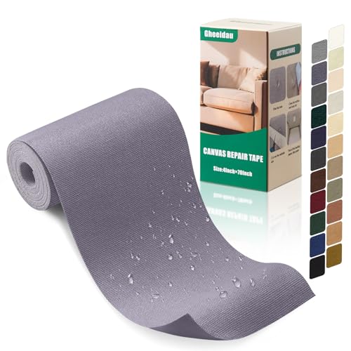 Gheeidau Canvas Repair Tape 4×70 Inch Waterproof Self-Adhesive Fabric Repair Patch for Repairing Boat Covers,Tents,Patio Umbrellas,Car Seats,Luggage,Sofas.(Grey1.0) - color: Grey1.0