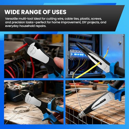 2 Pieces Plier Set, Including 8" Needle Nose Pliers and 7" Diagonal Cutting Pliers, Premium High Carbon Steel Construction for Plumbing, and General Applications Multi-use Tools Set - size: 2 Pcs