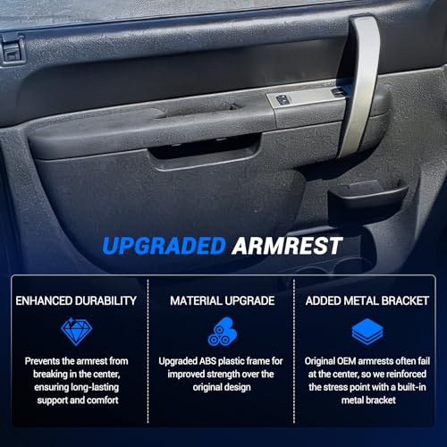 Front Left Driver & Right Passenger Side Armrest Repair Kit Fit for Chevy Silverado & GMC Sierra 1500 2010-2013, Silverado & GMC Sierra 2500HD 3500HD 2010-2014, Black - color: Black, size: Front Driver & Passenger Side