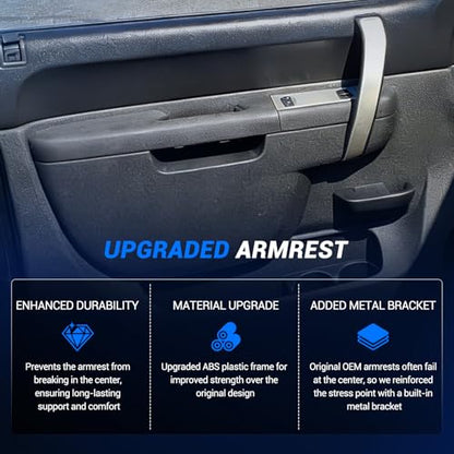 Front Left Driver & Right Passenger Side Armrest Repair Kit Fit for Chevy Silverado & GMC Sierra 1500 2010-2013, Silverado & GMC Sierra 2500HD 3500HD 2010-2014, Black - color: Black, size: Front Driver & Passenger Side