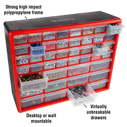 Storage Drawers-44 Compartment Organizer Desktop or Wall Mountable Container for Hardware, Parts, Craft Supplies, Beads, Jewelry, and More by Stalwart - style: 44 Drawers