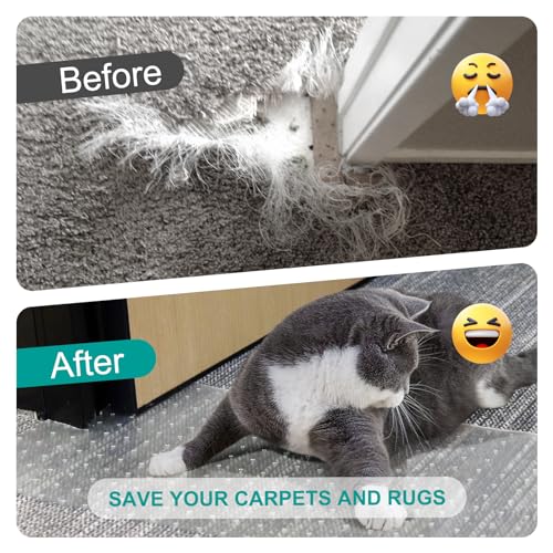 KHS 8.2FT Plastic Carpet Protector for Pets, Carpet Scratch Stopper, Stop Cats from Scratching Carpets at Doorways, Easy to Cut Cat Scratch Protector Mat, Plastic Runners - size: 8.2FT(1PC)