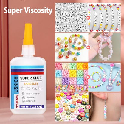 Super Glue for Jewelry Bracelet with Anti Clog Cap. 6 X 1 Fl Oz,Ca Glue - Adhesive Clear Glue for Bracelets,Necklaces,Clay Beads, Bead Charms, Punctuation Beads,Heishi Beads,Quick Dry - style: Bracelet-Glue