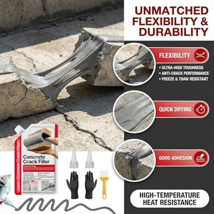 Concrete Crack Filler 4-Pack 4.4LB Grey, Self-Leveling High Elasticity Cement Sealant, Waterproof Repair Caulk for Driveway, Patio, Sidewalk, Garage, Basement– Professional-Grade Durability - style: 4 Pack/ 4.4LB