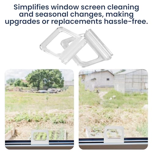 35 Pcs Universal Fit Window Screen Pull Tabs Replacement Lift Handles & Clips – Frosted Clear Plastic Kit for Spline Channel Frame