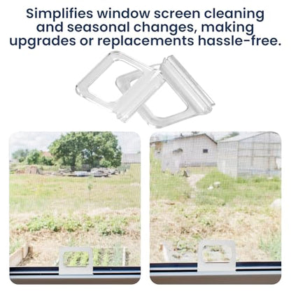 35 Pcs Universal Fit Window Screen Pull Tabs Replacement Lift Handles & Clips – Frosted Clear Plastic Kit for Spline Channel Frame