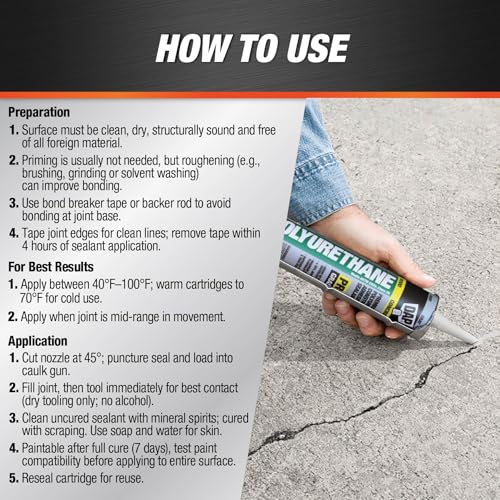 DAP Polyurethane Premium Construction Adhesive Sealant, Black, 10.1 Oz (7079818816) - color: Black