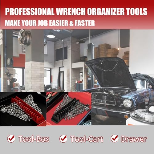 48 pcs Magnetic Modular Wrench Organizer Wrench Holder - Wrenchs Tool Organizers for Tool Drawer Storage, Wrenchs Rack with Metric SAE Labels, Tool Storage Set Holder Festival for Mechanics - style: 48 PCS