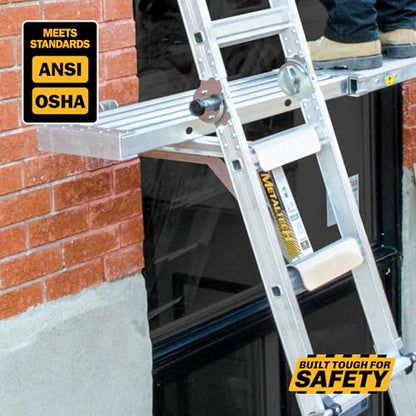 Metaltech Jobsite Series 2-Rung Ladder Jack 2-Pack E-LJ20P, Aluminum Jack for Scaffolding Extensions and Work Platforms, Scaffold, Masonry, Painting, and Roofing Tool for Job Site and Home Improvement - size: 2 Units 2 Rung