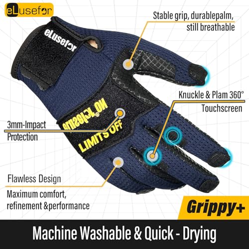 Work Gloves Men - 360°Touchscreen with Patented Wrap-Finger Design - High-Dexterity Grip for Mechanic, Warehouse - size: Large