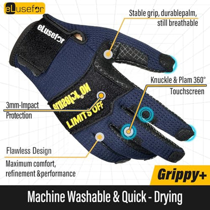 Work Gloves Men - 360°Touchscreen with Patented Wrap-Finger Design - High-Dexterity Grip for Mechanic, Warehouse - size: Medium