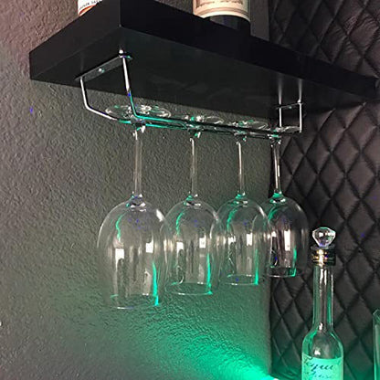 14-Inch Wine Glass Rack, Under Cabinet Wine Glass Holder Stainless Steel Chrome Finish Stemware Rack - Hanging Stemware Holder for Cabinet Kitchen Bar, Set of 4 - color: Silver Chrome, size: 14 Inch 4 Pack