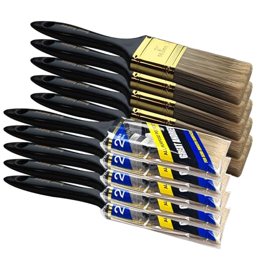 Great Andrew Paint Brushes, 10 PCS 2" Bulk Paint Brush Pack Multi use, Flat Paint Brushes Set for Walls Fences Trim Home Furniture - size: 10 PCS, 2"