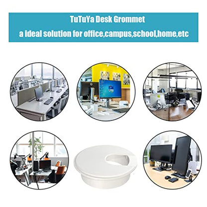 TuTuYa 10PCS Desk Grommet, Desk Grommet 1-3/8 Inch(35mm) Desk Cable Grommet Desk Cable Hole Covers with Hole Saw, Ideal Solution for Office and Home Table Cable (White,1-3/8 Inch) - color: 1-3/8 Inch_35mm White 10PCS