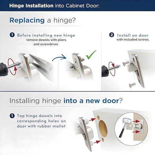 Burks Hinges 4 Pack 1 1/4'' Overlay Soft Close Hinges for Kitchen Cabinets - Stainless Steel, Anti-Rust, Self Closing Concealed Hinges, Installation Instruction and Screws Included - size: 1 1/4'' Overlay