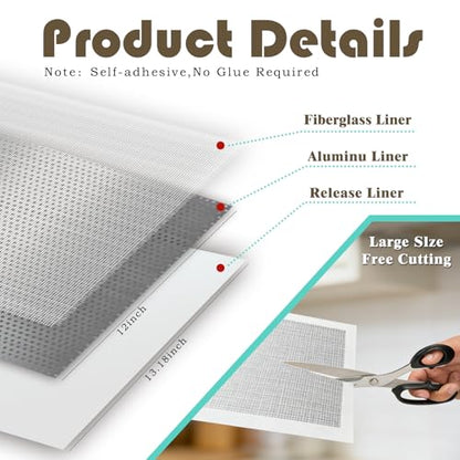 Drywall Repair Kit, 3 Pcs, 12x12in Self-Adhesive Patch for Large Holes and Cracks, with Sandpapers and Scrapers, Quick Fix for Ceiling and Bathroom Wall Damage