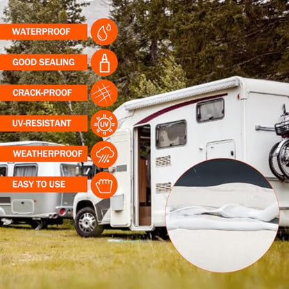 RV Roof Lap Sealant Self Leveling,8 Pack RV Roof Silicone Sealant White, Waterproof Flexible EPDM RV Sealant and Caulking Exterior Repair Kit for Campers,Trailers, Motorhomes - style: Self Leveling 8 Packs