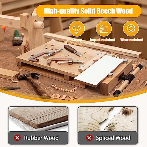 Wooden Workbench,Tabletop Woodworking Smart Vise with Premium Clamps,Household Portable Quick Release Smart Vice with Superior Clamping & G-Holding Clamps for Wood Processing