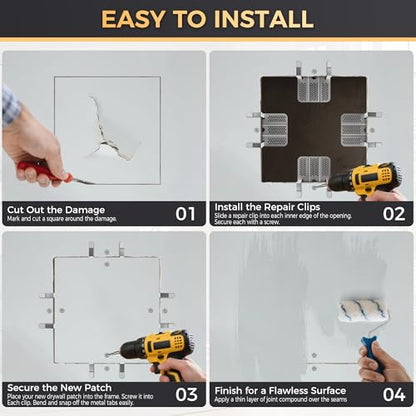 52 Pack Drywall Repair Clips,Easy Install Drywall Clip 1/2 Inch,Professional Hole Repair Patch Kit for Wall and Sheetrock, Strong Metal Backing Clips with Screws for Home Improvement - color: Silver-52