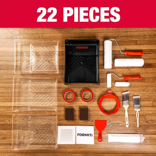 Formit Paint Roller Kit - Complete Painting Prep Set, Includes Paint Rollers and Tray, Paint Brushes, and Wall Repair Kit - Paint Brush Kit for House Painting (22-Piece Set)