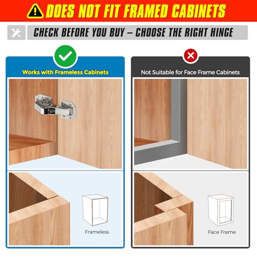Ravinte 4 Pack Soft Close Hidden Hinges Surface Mount Kitchen Cabinet Hinges, No Pre-drilled Heavy Duty for Kitchen Cabinet Cupboard Door