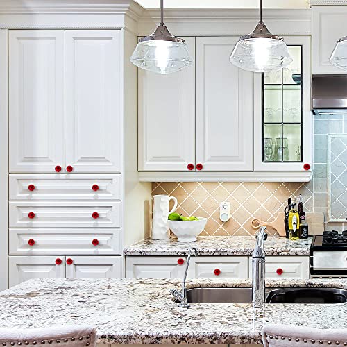 Ravinte 5 Pack Red Crystal Knobs for Dresser Drawers Glass Cabinet Knobs Diamond Shaped Drawer Knobs - 30 mm Knobs with Silver Base - color: Red