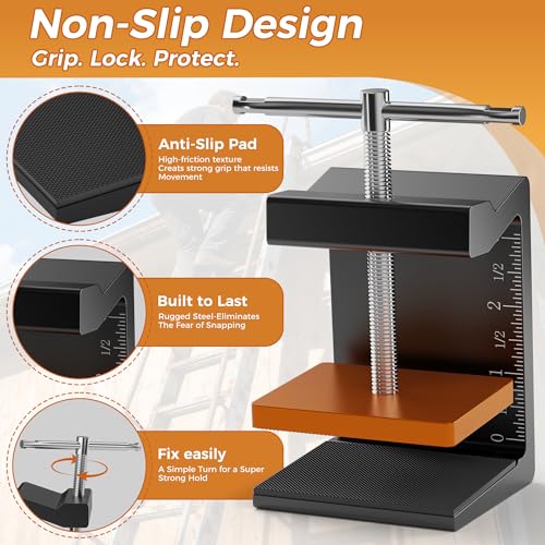 Ladder Stability Anchor,Ladder Satety Clamp,Ladder Stabalizer with 2FT & 3FT Ladder Straps,Ladder Gutter Guard & Anti-Slip Fall Protection Kit,Ladder Accessories for Maximum Safety