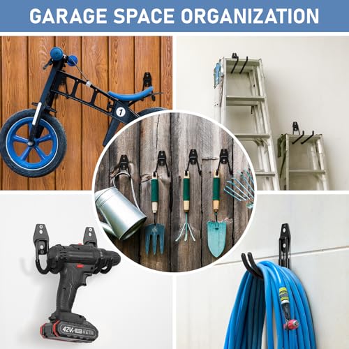 Garage Hooks with Anti-Slip Coating,Heavy Duty Wall Mount Storage Hooks for Hanging Bike,Hose,Ladder,Yard,Garden Tools (30 Pack Black) - color: 30 Pack Black
