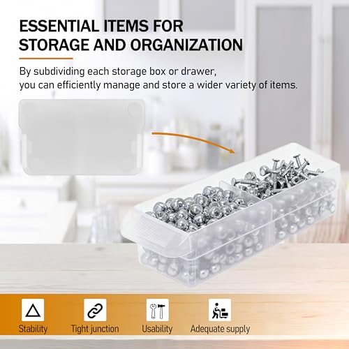 40716 Plastic Width Dividers for Small Drawers in Plastic Cabinets, Custom Storage Inserts Small Parts Organizer, Screw Organizer Clear -20pack