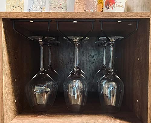 14-Inch Black Wine Glass Rack, Under Cabinet Wine Glass Holder, Stemware Rack, Hanging Stemware Holder, Set of 2 - color: Black, size: 14 Inch 2 Pack