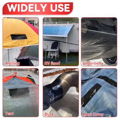 Birllaid Waterproof RV Awning Repair Tape for Tent,Tarp, Boat Covers Repair Tape,RV Awning, Sail Tape, Tear Repair Patch Kit, 5 Inch x 30FT (Black) - color: Black, size: 5 Inch x 30FT