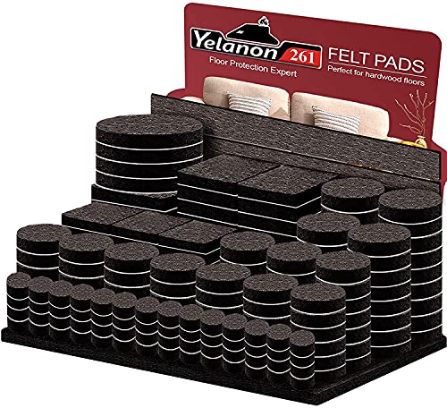 Yelanon Felt Furniture Pads for Hardwood Floors -261 Pcs Premium Floor Protectors for Furniture, Felt Pads for Chair Legs, Brown - size: 261 pcs Brown